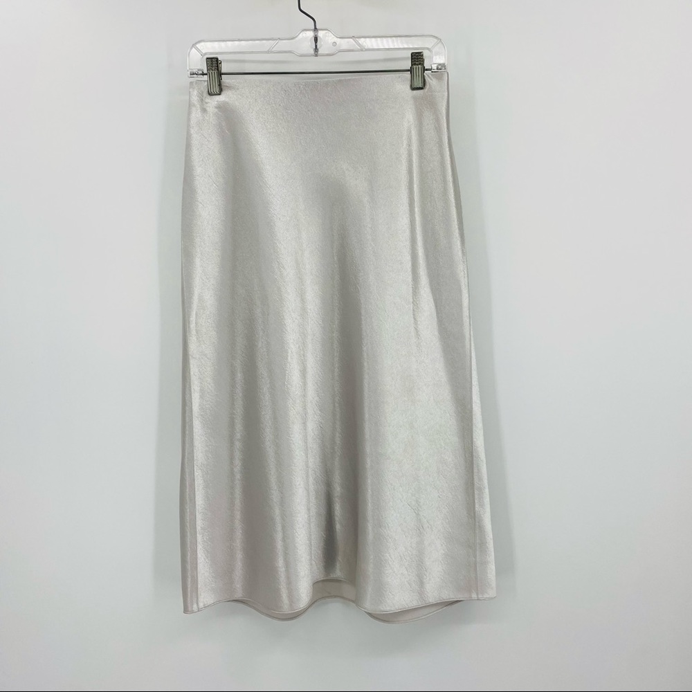 Vince Silver Metallic Midi Skirt